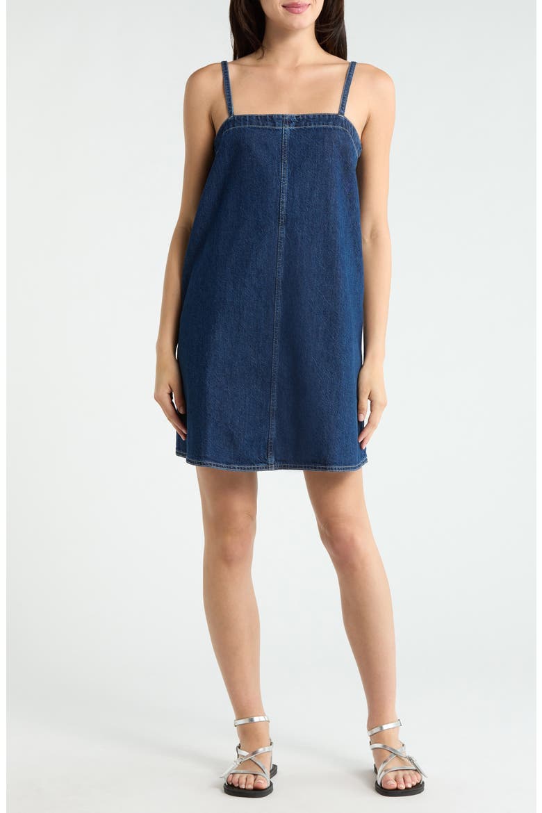 Denim A-Line Dress, Alternate, color, BRIGHT RINSE WASH