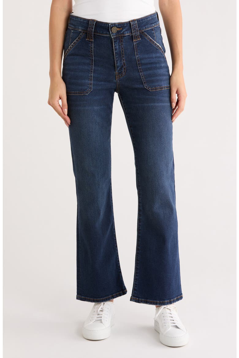 Nikki High Waist Kick Flare Leg Jeans, Main, color, KAFFIR LILY
