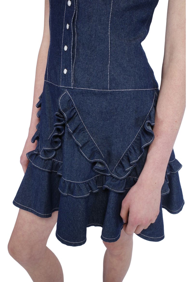 Denim Ruffle Dress, Alternate, color, DENIM