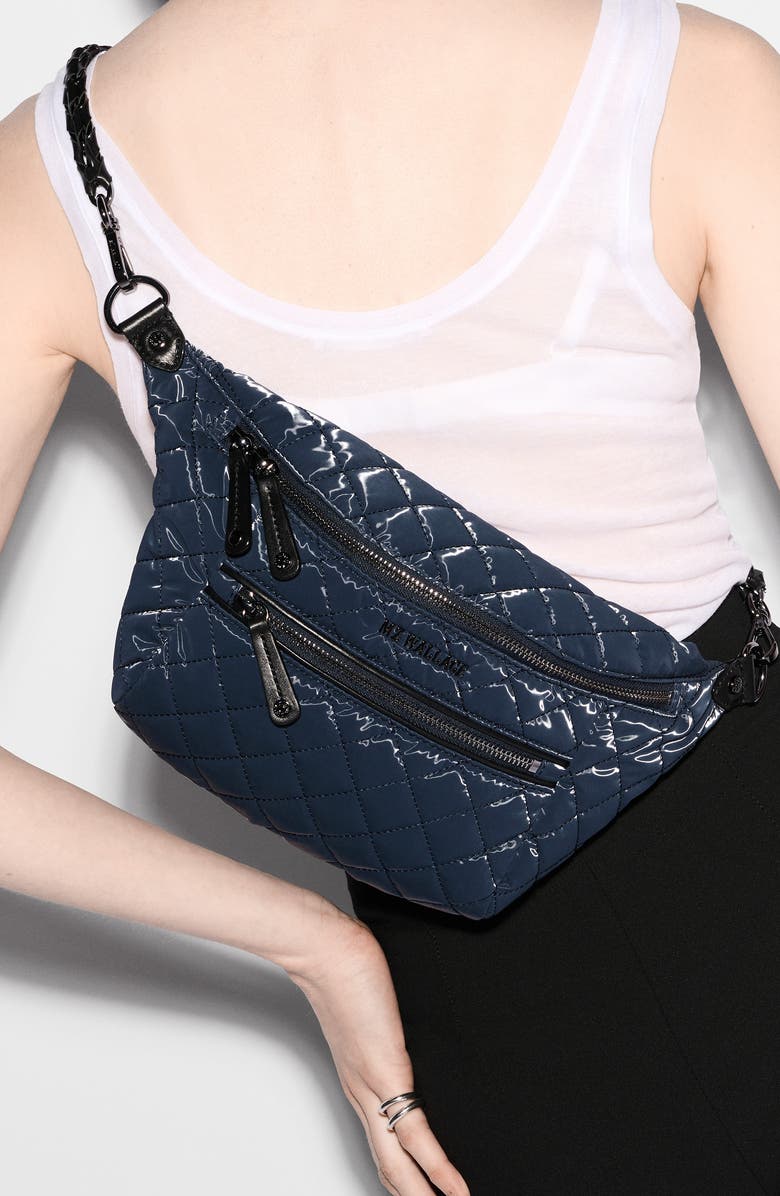 MZ Wallace Crosby Quilted Nylon Convertible Sling Bag, Alternate, color, Ink Liquid