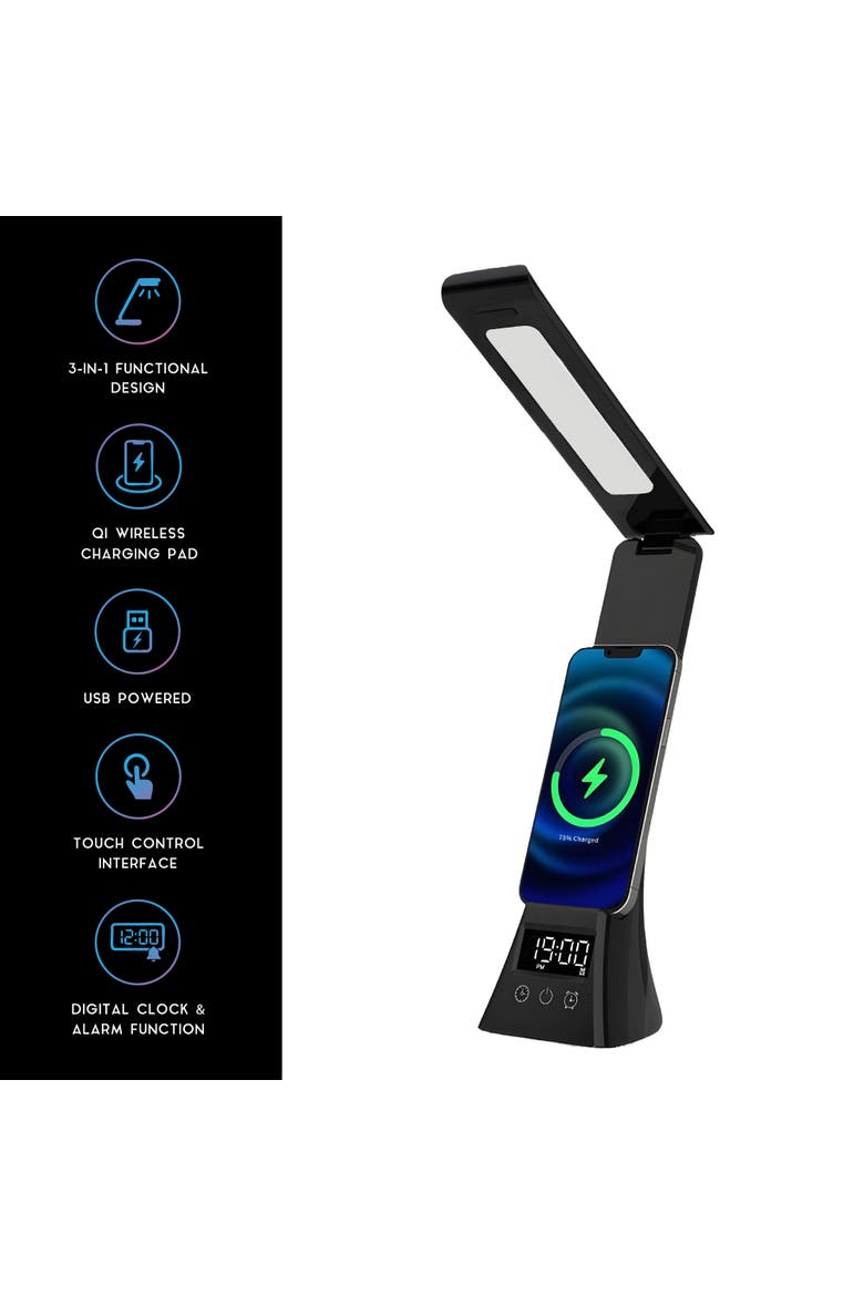 Smart Power & Productivity Bundle 3-in-1 LED Desk Lamp & 5-in-1 Wireless Charging Station, Alternate, color, Black