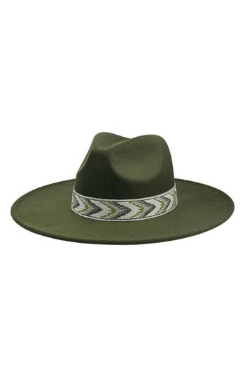 Marcus Adler Geo Print Band Felt Panama Hat In Olive