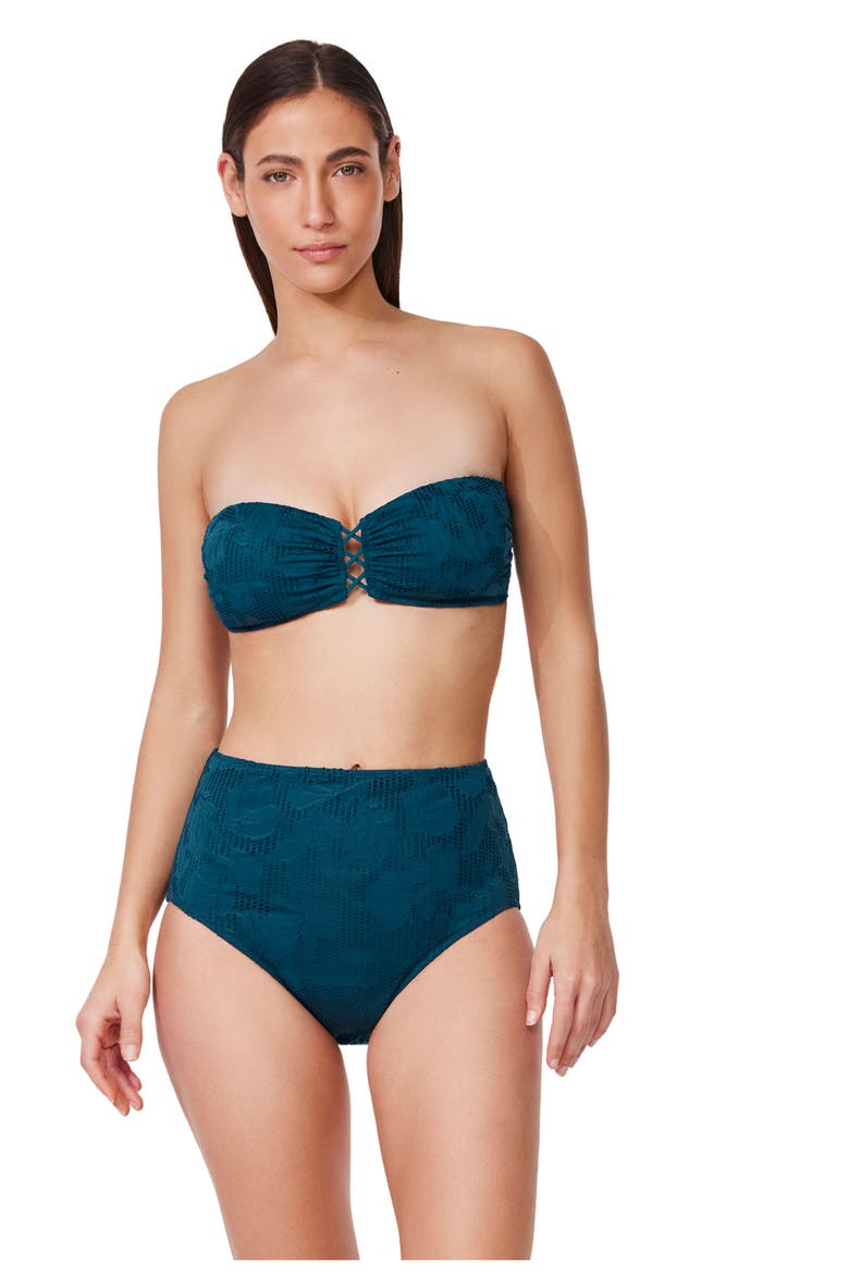 Jolene Textured Bandeau Bikini Top, Alternate, color, Petrol