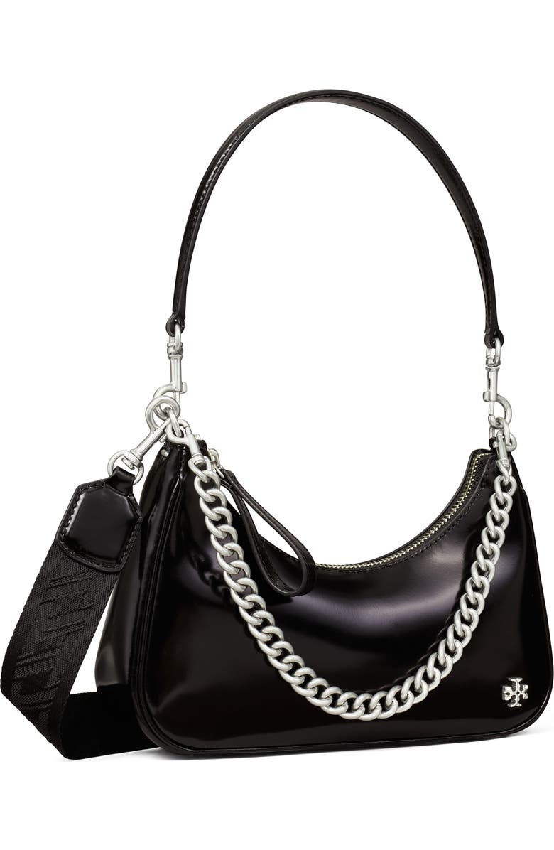 Tory Burch 151 Mercer Patent Small Leather Crescent Bag, Alternate, color,