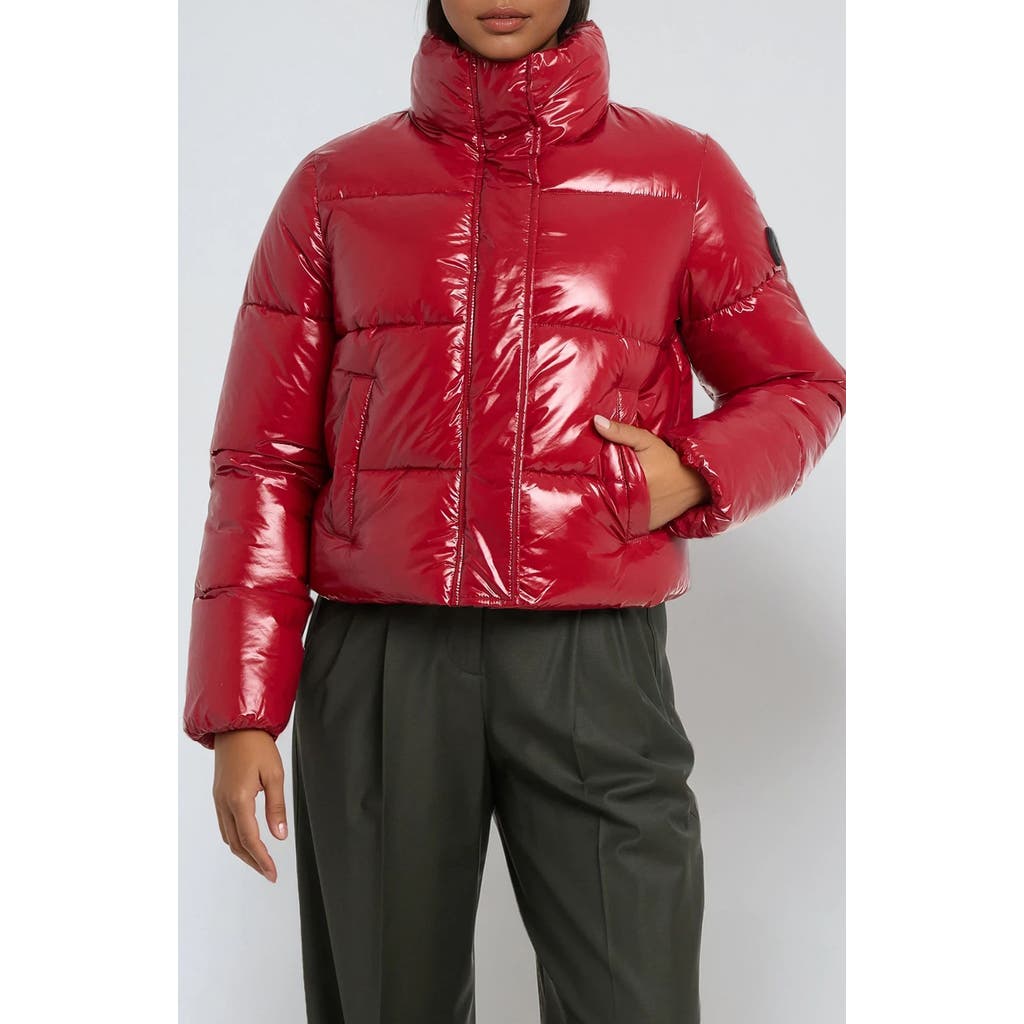 Noize Coco Crop Water Resistant Puffer Jacket In Red