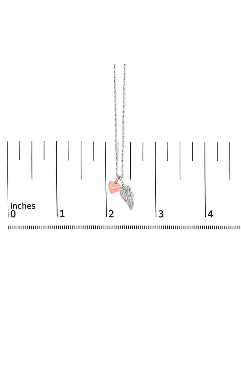 Haus of Brilliance 14K Rose Gold Plated Sterling Silver 1/10 Cttw Diamond Heart & Wing Pendant Necklace, Alternate, color, White Gold Over Silver