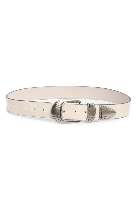 Etched Metal Leather Belt
