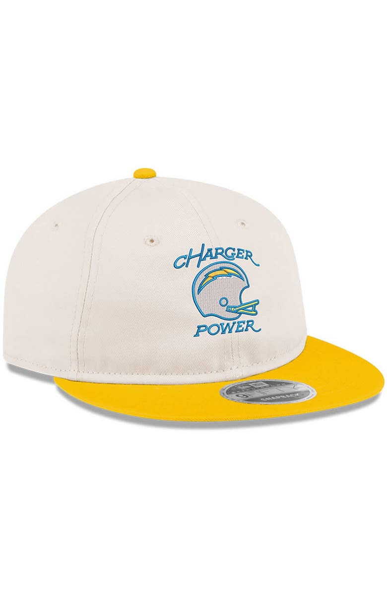 New Era Men's New Era Cream/Gold Los Angeles Chargers Charger Power Retro Crown 9FIFTY Adjustable Hat, Alternate, color, 