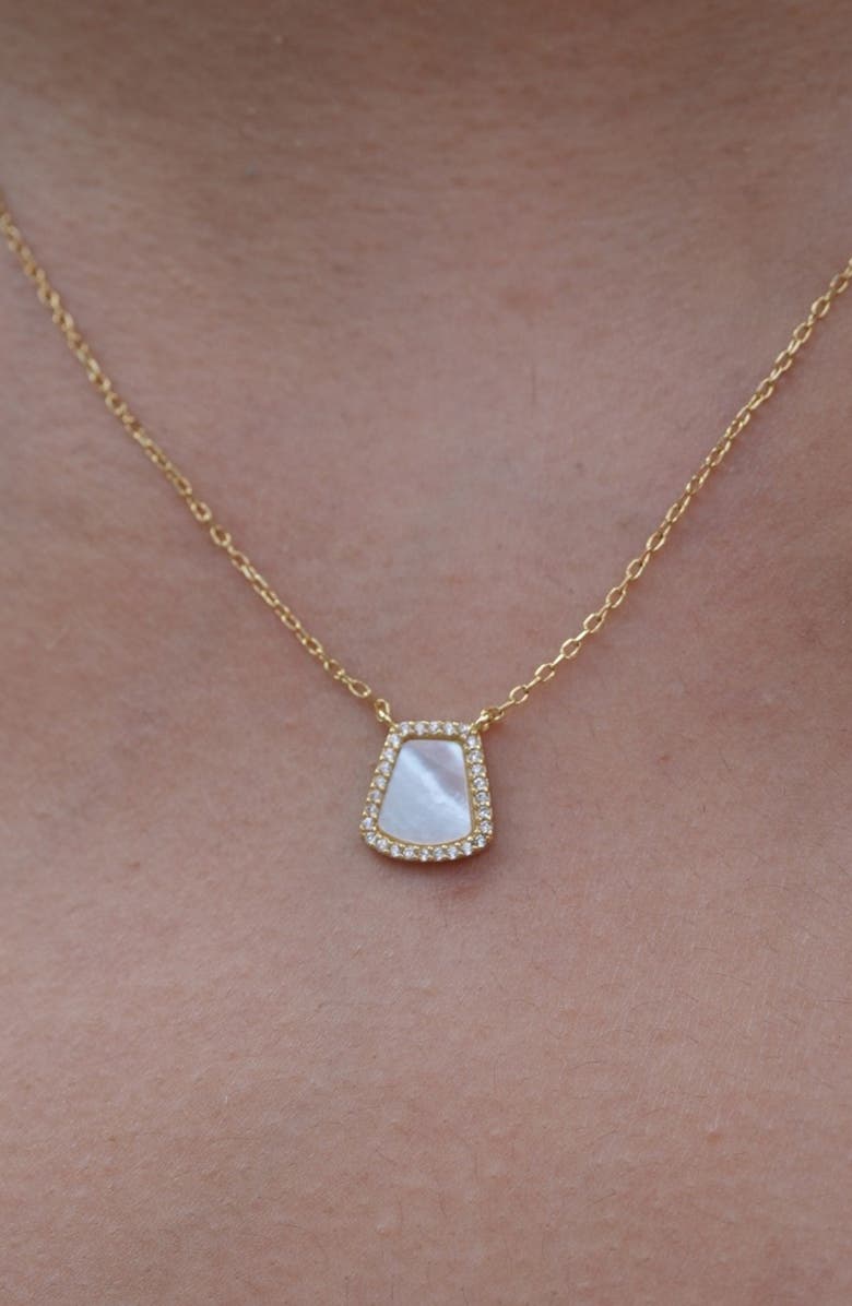 ARGENTO VIVO Pavé Crystal Mother-of-Pearl Pendant Necklace, Alternate, color, Gold