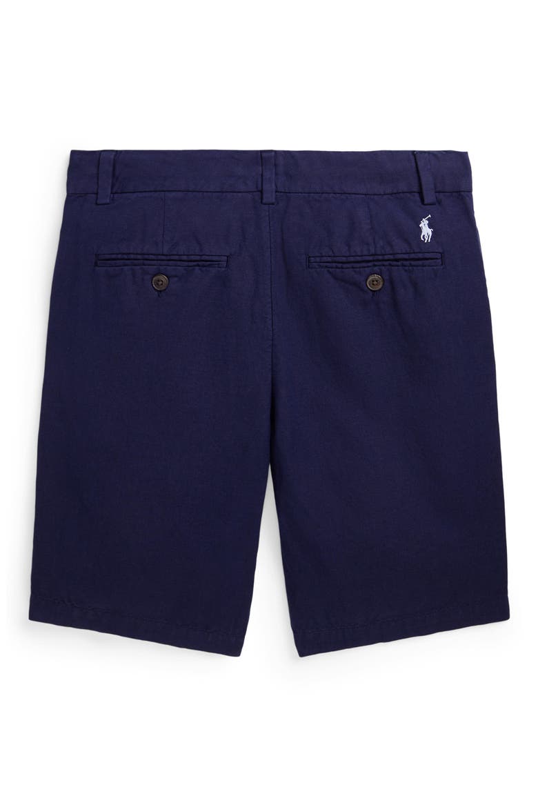 Kids' Flat Front Linen & Cotton Chino Shorts, Alternate, color, NEWPORT NAVY