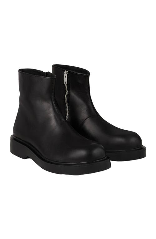 Sandro Zipped Leather Ankle Boots In Black