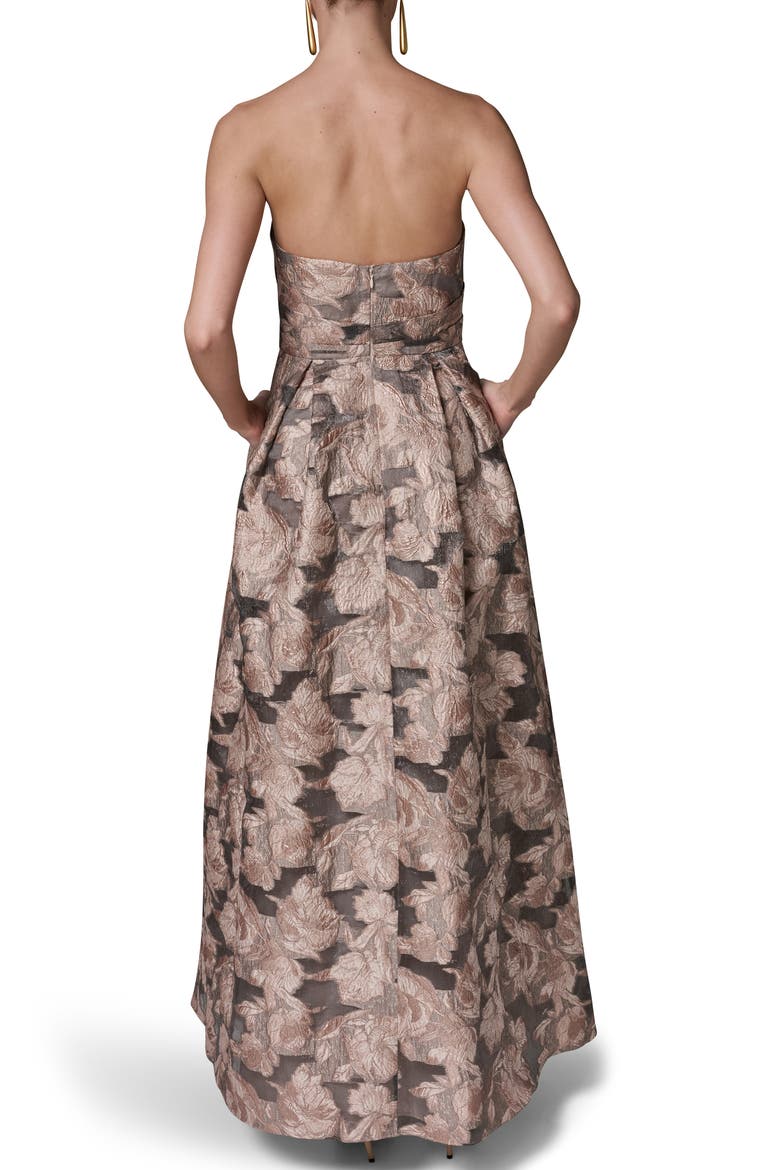 Metallic Floral Jacquard Gown, Alternate, color, SNOW PETAL
