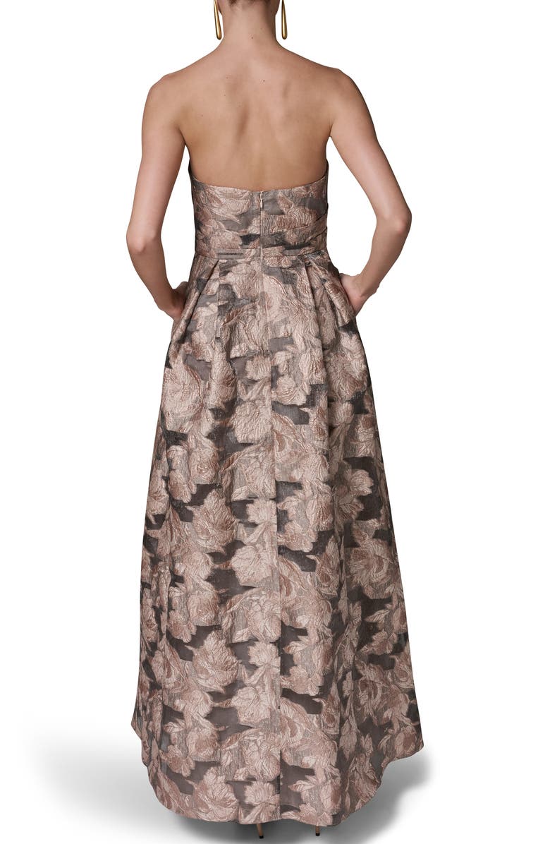 Donna Karan New York Metallic Floral Jacquard Gown, Alternate, color, Snow Petal