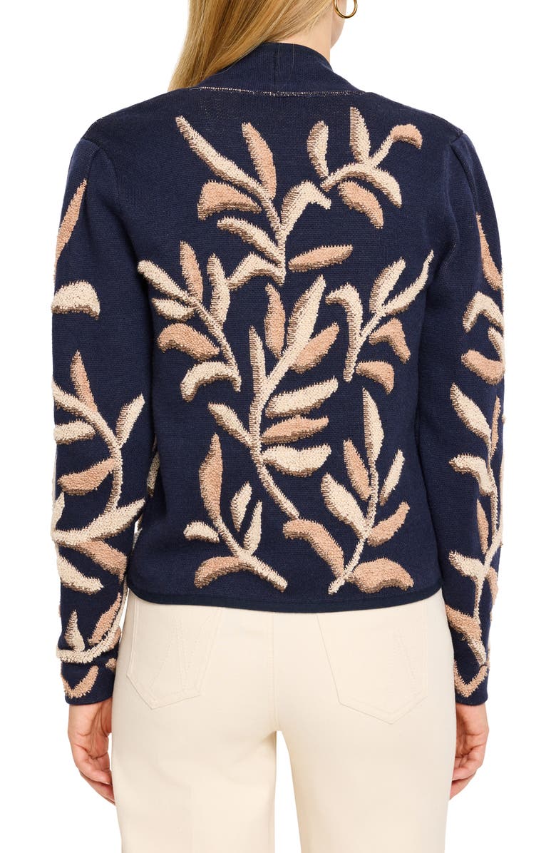 NIC+ZOE Midnight Fern Jacquard Knit Jacket, Alternate, color, Indigo Multi
