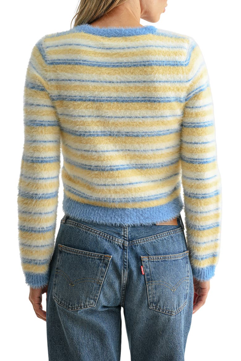 Fluffy Striped Cardigan, Alternate, color, YELLOW BLUE STRIPE