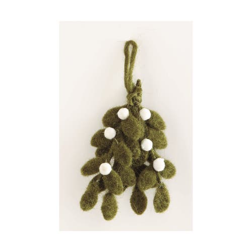 Tag Green Mistletoe Felt Ornament 4 Inch Christmas Tree Decoration Spot Clean In Green