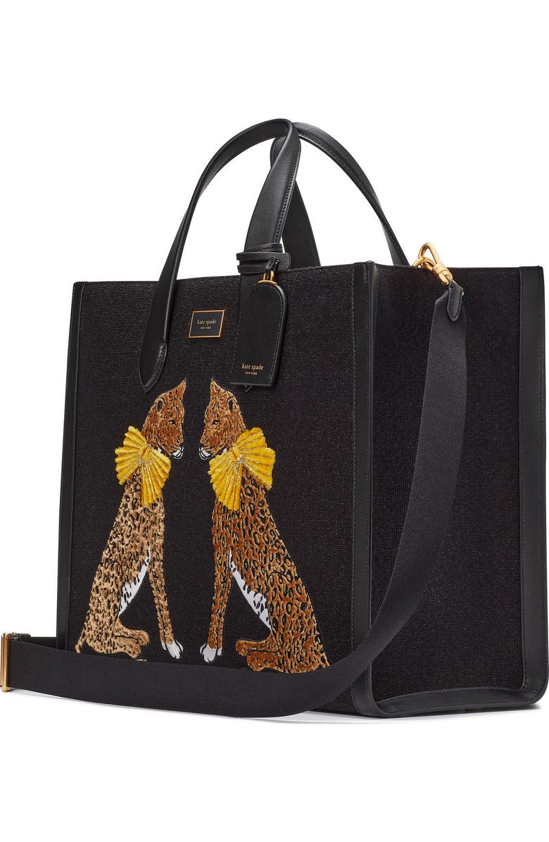 Kate Spade New York Manhattan Lady Leopard Embroidered Tote, Alternate, color,
