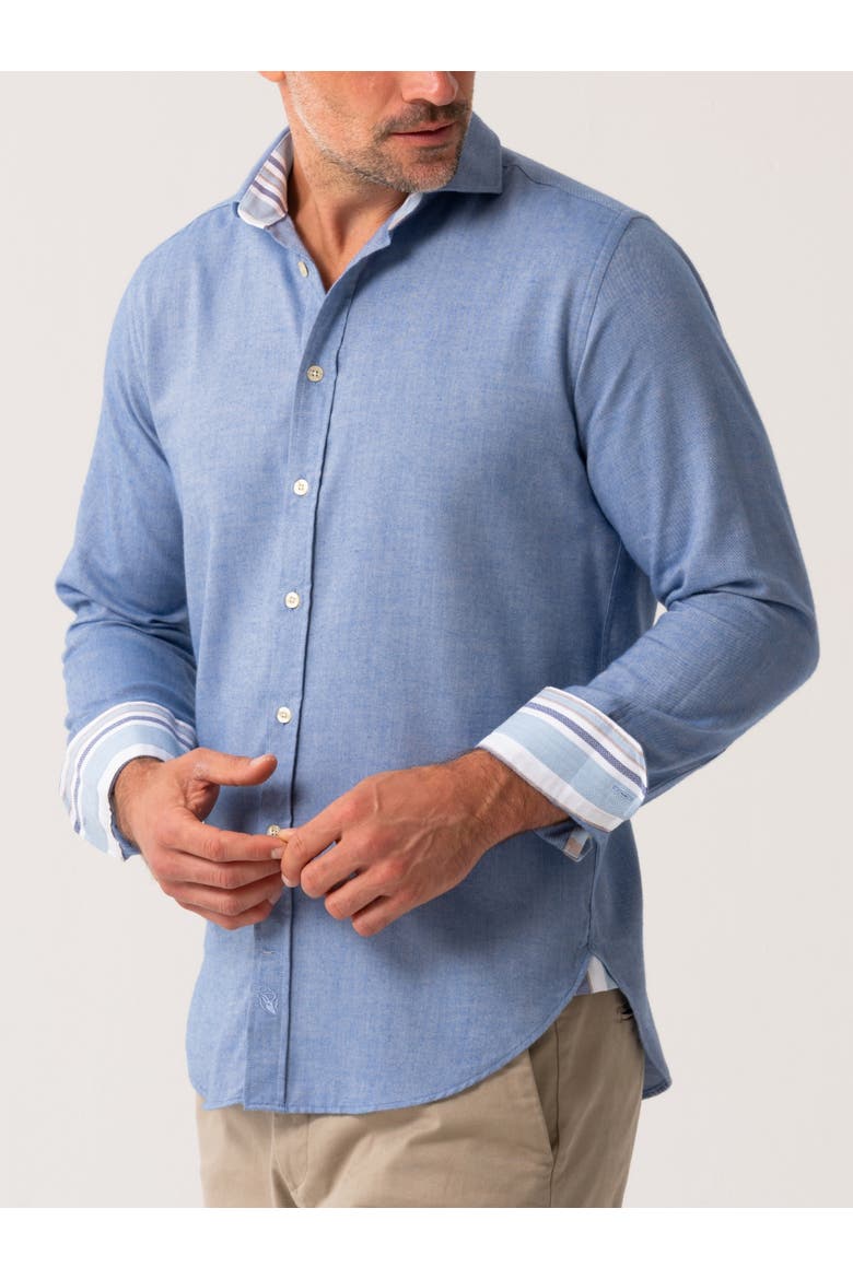 Long Sleeve Cotton Merino Wool Shirt, Alternate, color, Blue