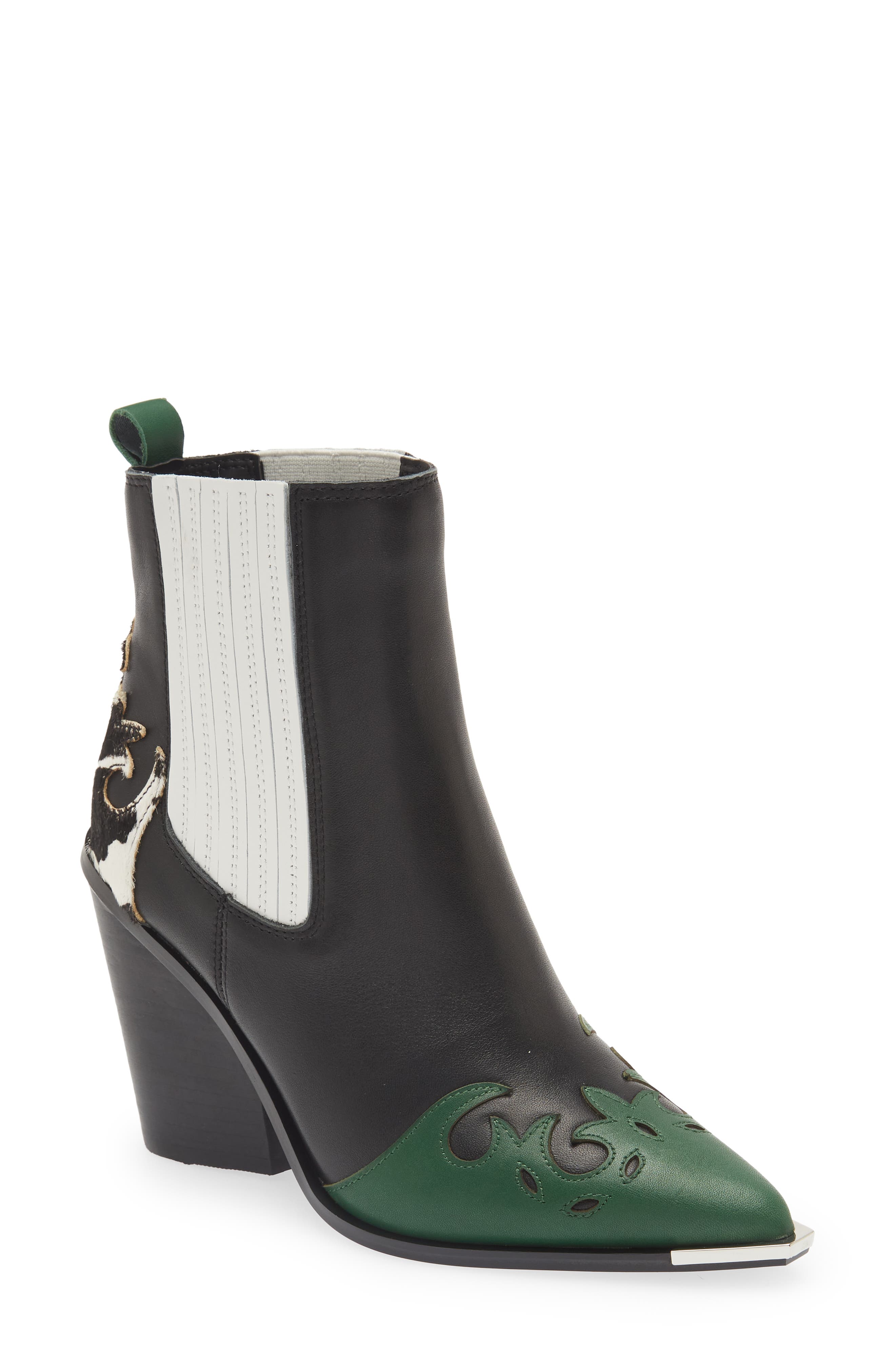 Steve Madden Trim Pointed Toe Western Bootie, Main, color, 