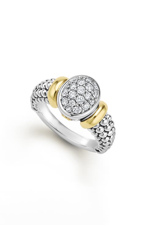 Signature Caviar Two-Tone Oval Caviar Diamond Ring