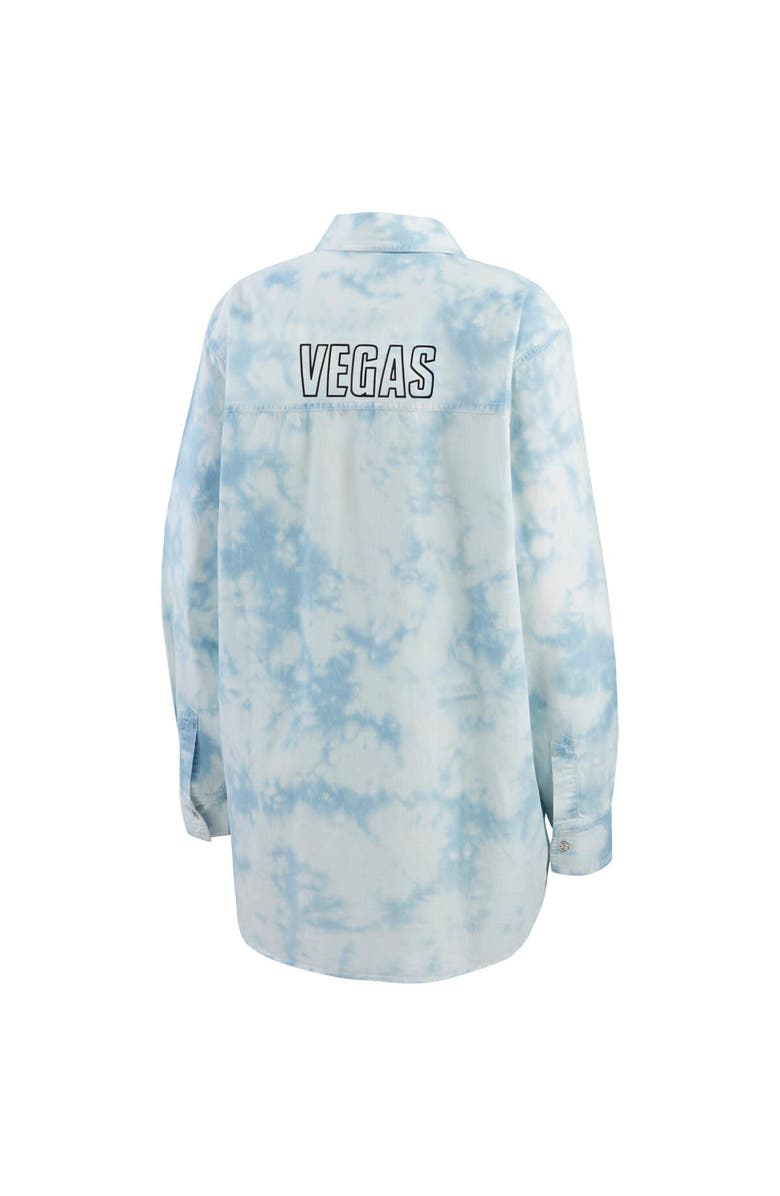 WEAR by Erin Andrews Women's WEAR by Erin Andrews White Vegas Golden Knights Oversized Tie-Dye Button-Up Denim Shirt, Alternate, color, White