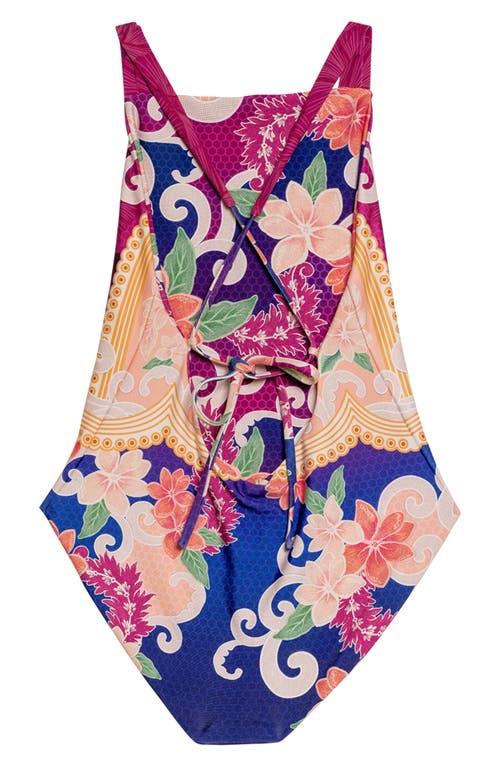Agua Bendita Kids' Amina Thamar Reversible One-piece Swimsuit In Blue
