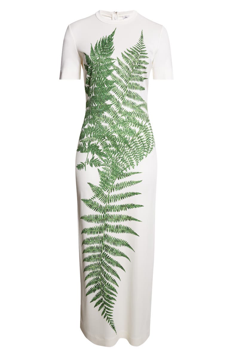 Oscar de la Renta Placed Fern Print Jersey T-Shirt Dress, Alternate, color, Green/ White