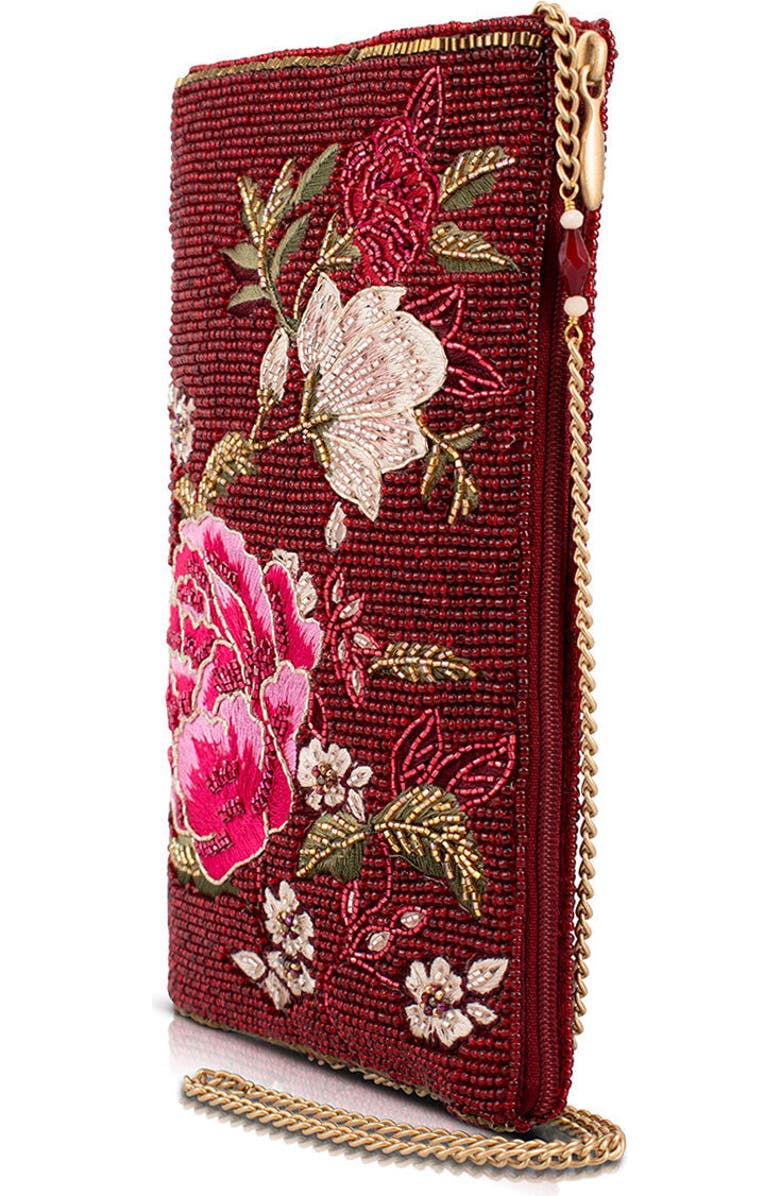 Mary Frances Accessories Eastern Bloom Crossbody Phone Bag, Alternate, color, Dark Red