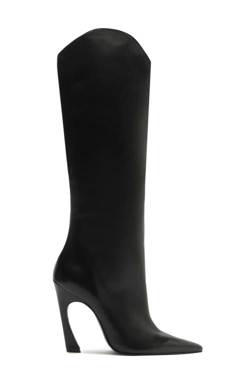 Schutz Maryann Up Leather Curve Tall Boots In Black