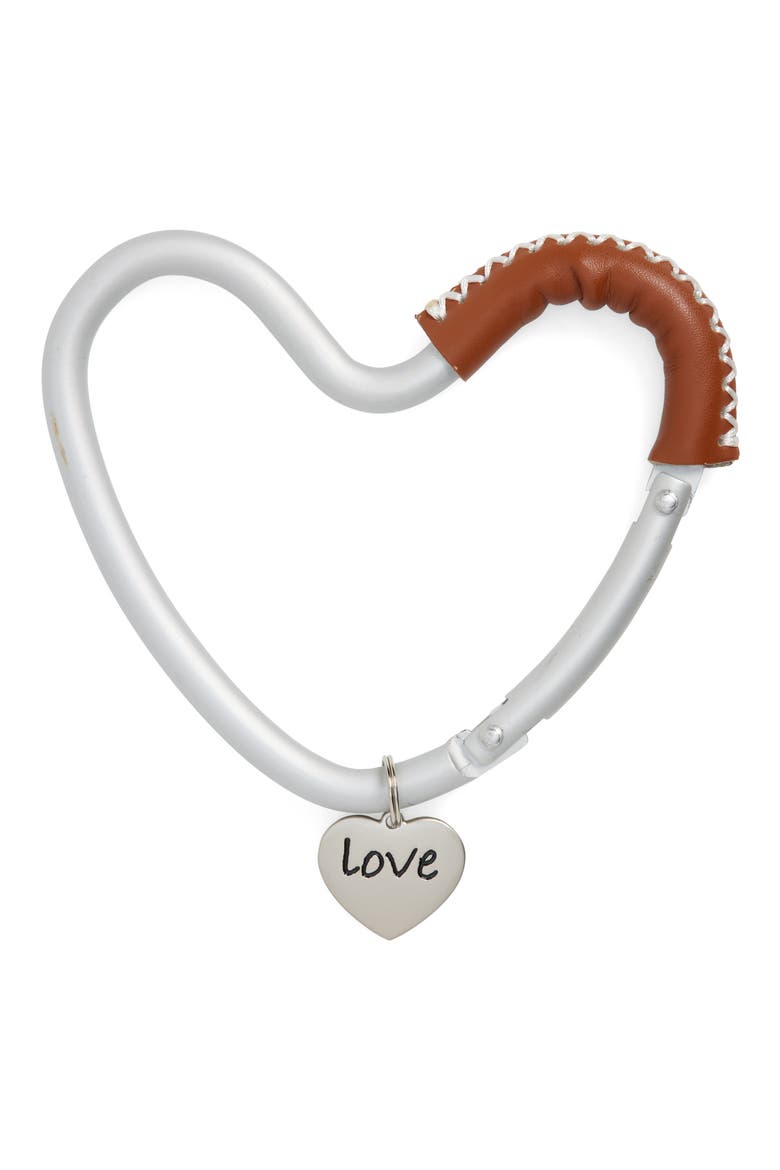 Heart Shaped Stroller Hook, Main, color, SILVER/ BROWN