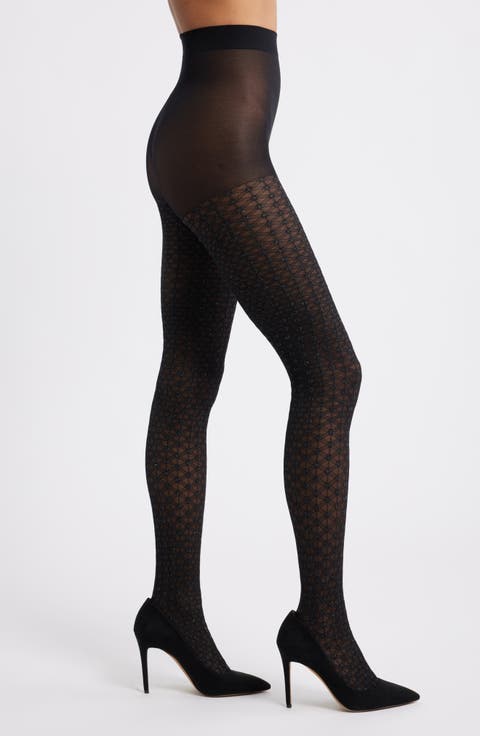 Sparkle Diamond Pattern Sheer Tights
