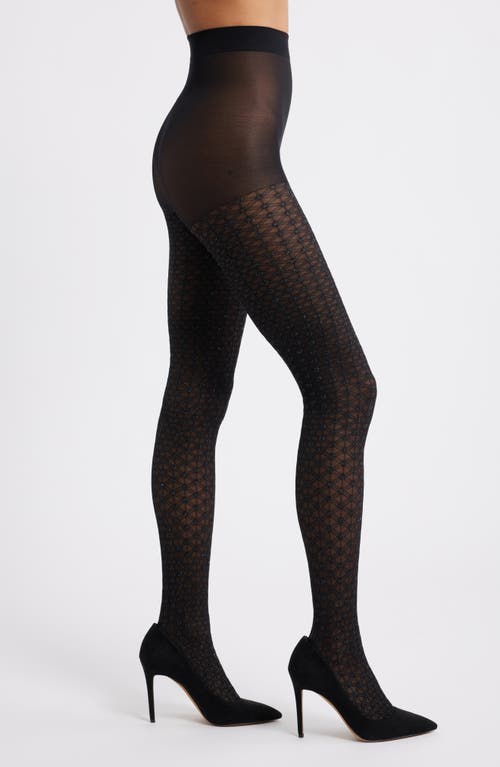 Nordstrom Sparkle Diamond Pattern Sheer Tights In Black
