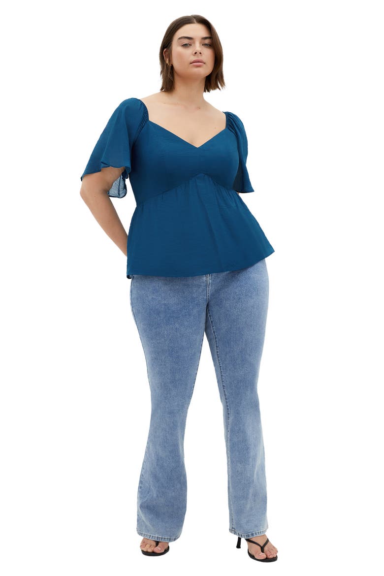 Marci Flutter Sleeve Top, Alternate, color, POSEIDON