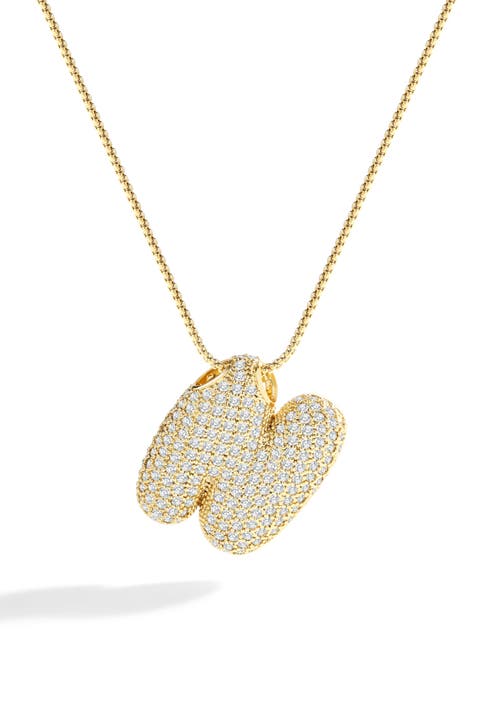 Pave Bubble Initial Necklace
