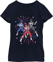 Power Rangers Girl's Power Rangers Classic Fireworks Trio Graphic T-Shirt
