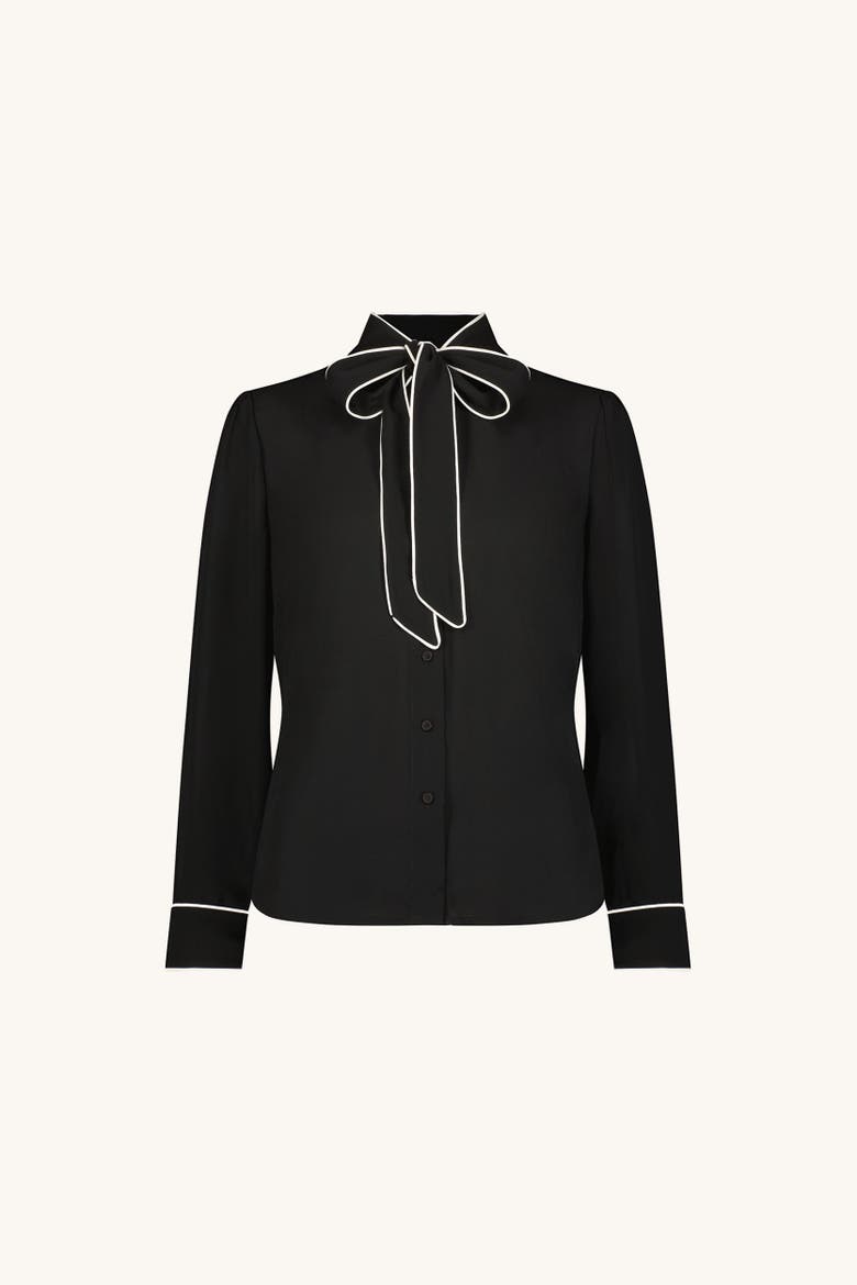 Wynne Tie Neck Blouse, Alternate, color, Black/White