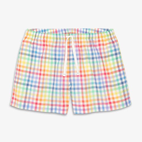 Adult PJ Short In Ivory Rainbow Plaid (Women's Fit)
