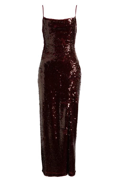 Julia Jordan Sequin Cowl Neck Maxi Cocktail Dress In Burgundy