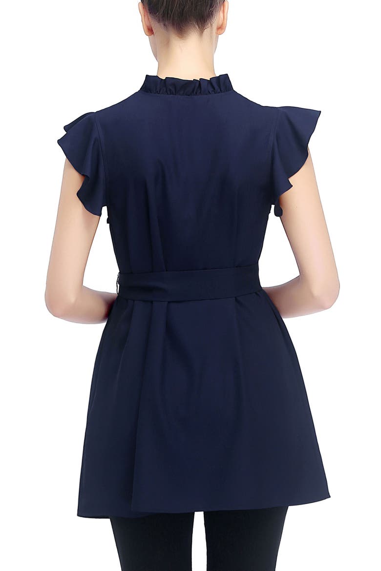 Karlena Flutter Sleeve Belted Maternity Top, Alternate, color, Navy