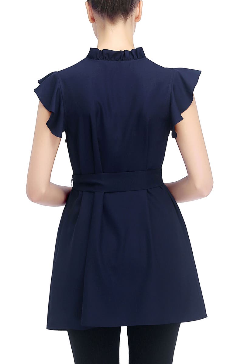 Kimi & Kai Karlena Flutter Sleeve Belted Maternity Top, Alternate, color, Navy