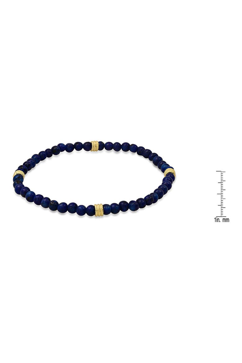 Men's 14K Gold Plated Sterling Silver & Lapis Lazuli Beaded Stretch Bracelet, Alternate, color, GOLD/ BLUE