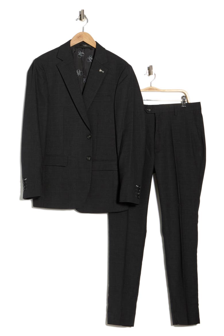 Classic Fit Windowpane Suit, Alternate, color, CHARCOAL