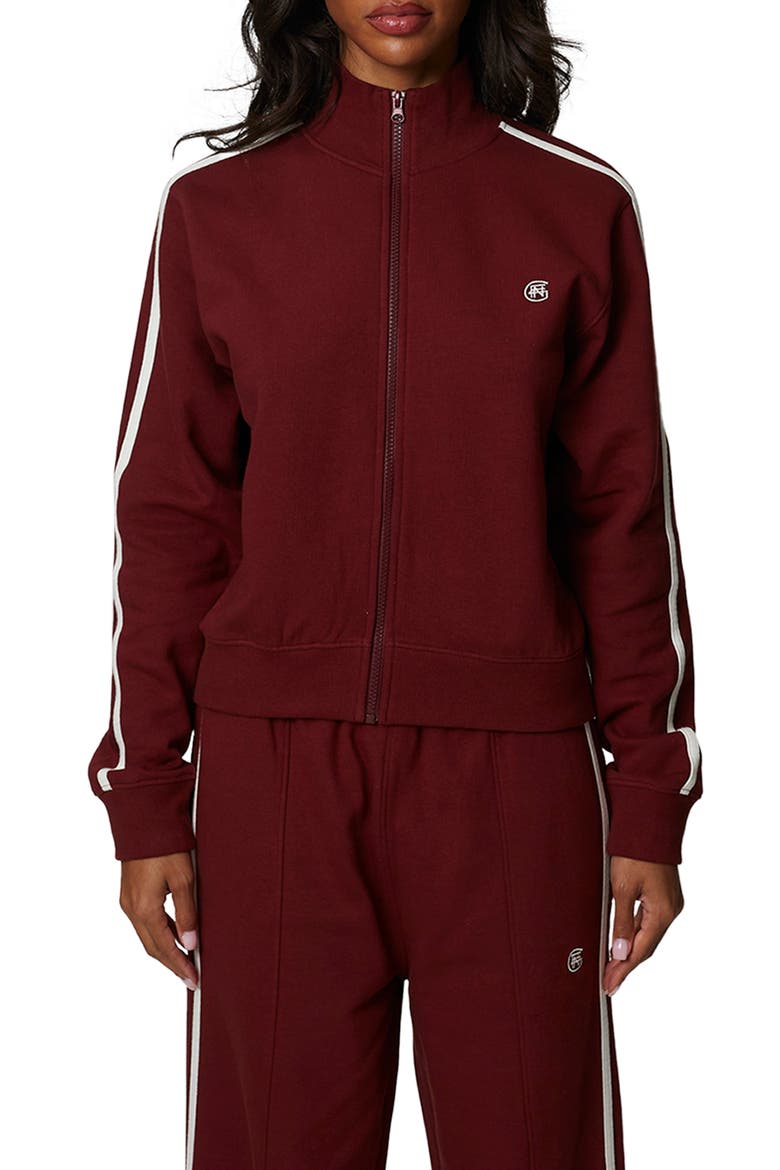 Emblem Sport Tracksuit Jacket, Main, color, Burgundy
