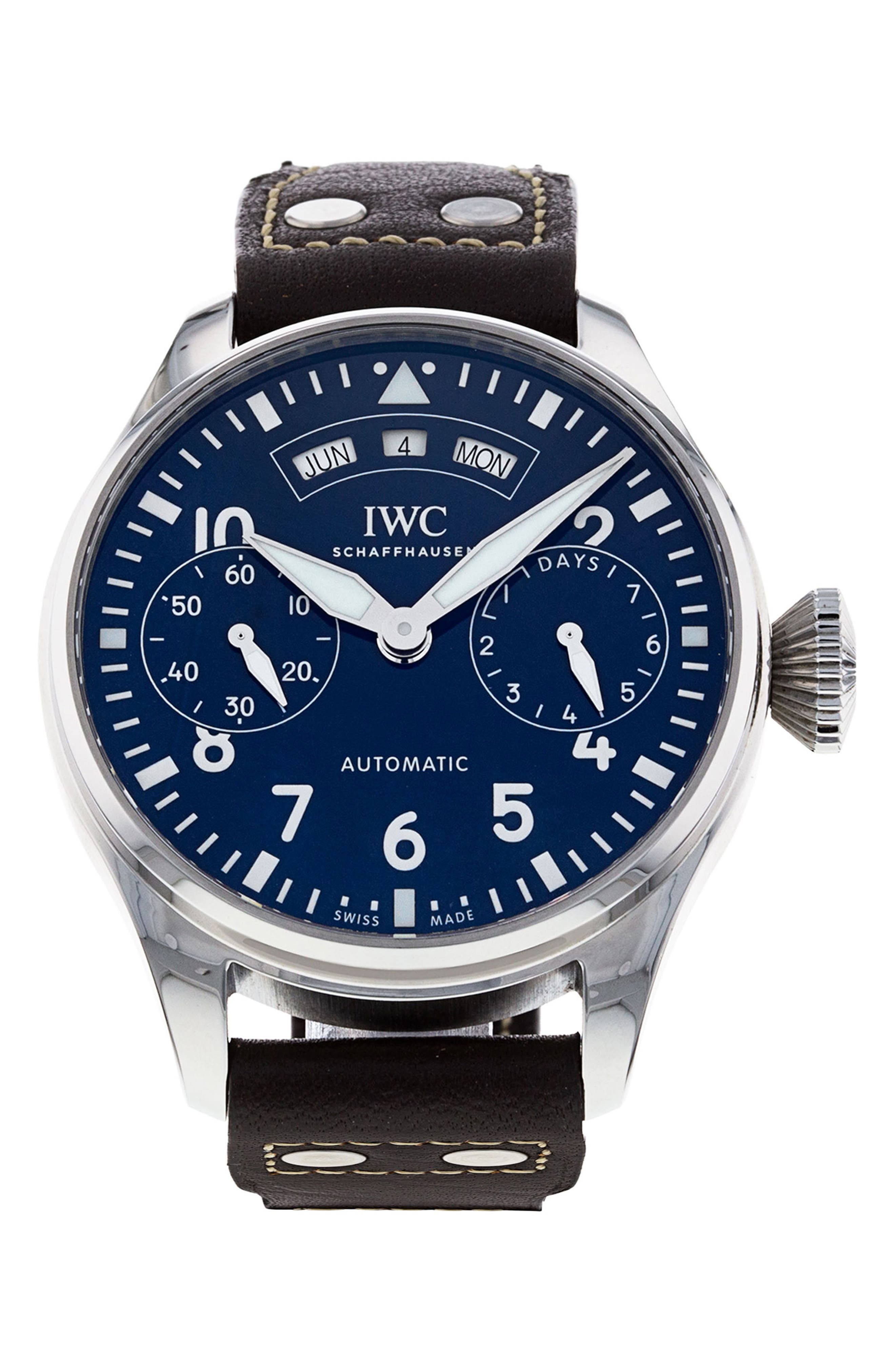 Watchfinder & Co. IWC Preowned 2019 Big Pilots Automatic Leather Strap Watch, 46.2mm in Black/blue 