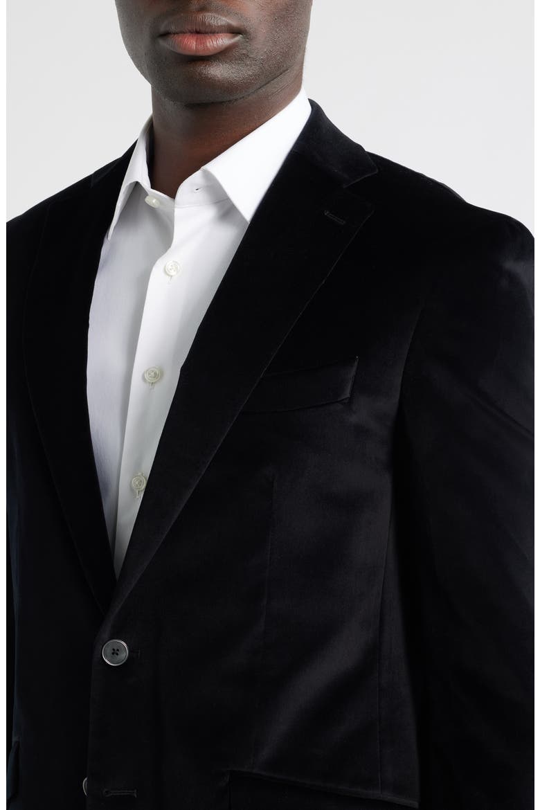 Black Textured Stretch Cotton Sport Coat, Alternate, color, BLACK