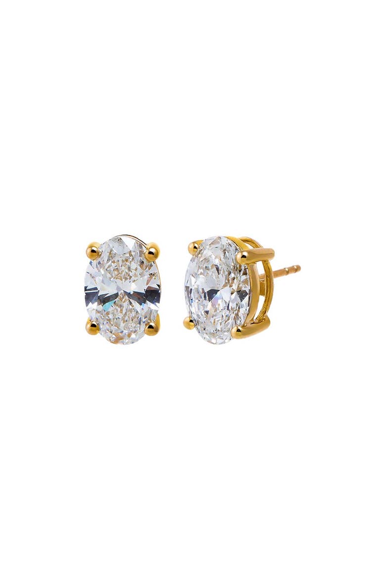 Lab Grown Diamond 4 Carat Oval Stud Earring, Main, color, 14K Gold