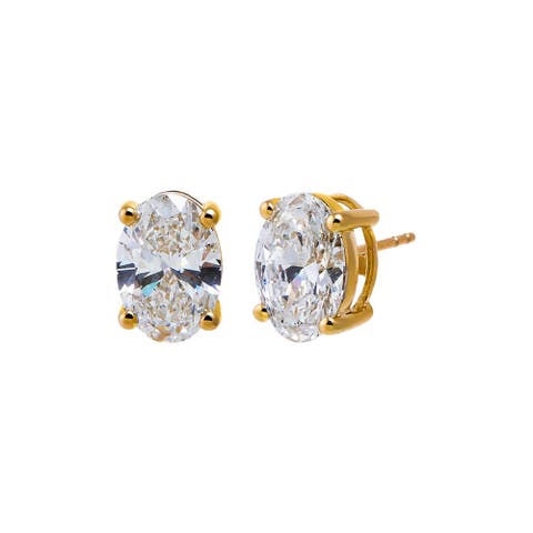 Lab Grown Diamond 4 Carat Oval Stud Earring