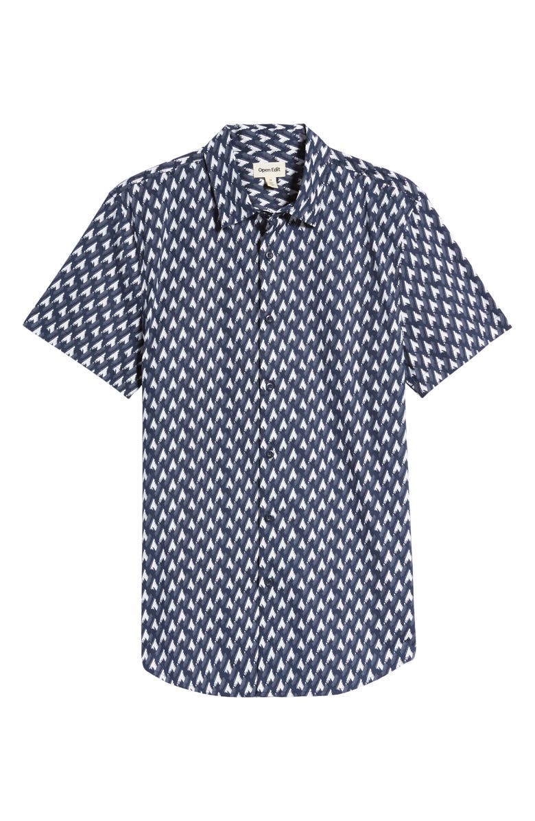 Open Edit Short Sleeve Stretch Button-Up Shirt, Alternate, color, 
