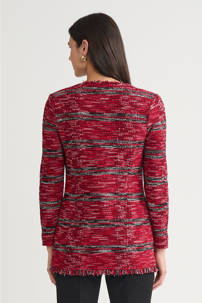 Tailored Melange Fringe Trim Knit Jacket, Alternate, color, Holiday/Black/Ivory