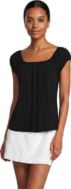 Lands' End Sleeveless Lightweight Jersey Pintuck Button Front Blouse